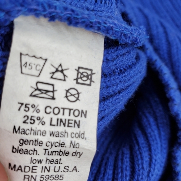 Vtg 90s Van Heusen Vest Dad Pullover Beige Blue Striped Linen Cotton Men L NWT - Picture 11 of 15